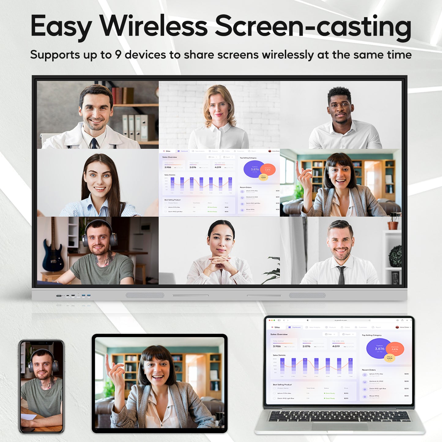 65 Inch 20 Points Touch Interactive Panel 4K LCD Smart Board Infrared Touch Screen Monitor Meeting Whiteboard