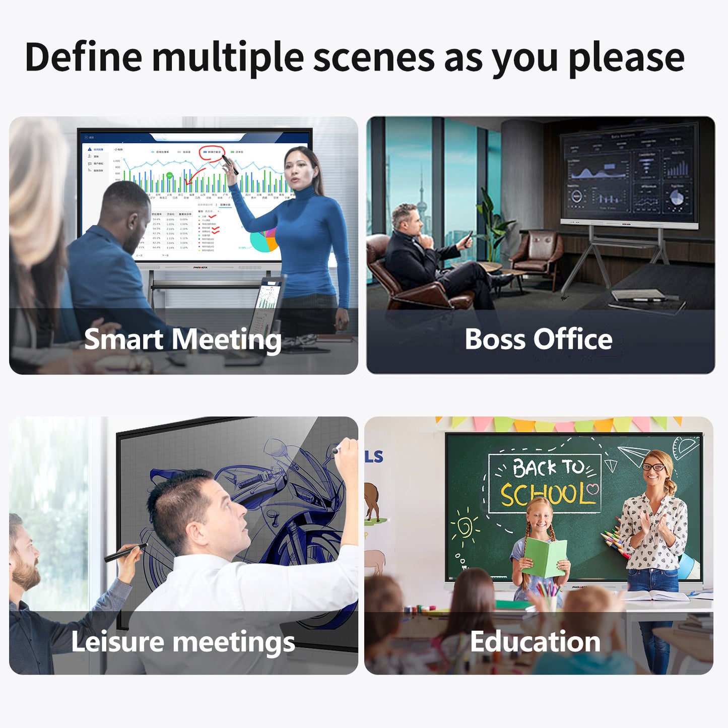 65 Inch 20 Points Touch Interactive Panel 4K LCD Smart Board Infrared Touch Screen Monitor Meeting Whiteboard