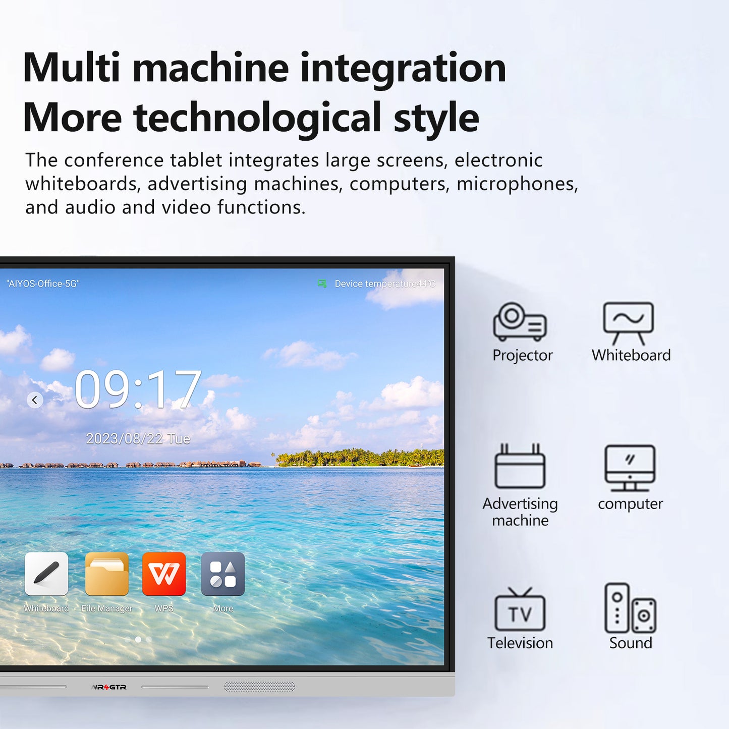 85 Inch Dual System All In One PC Multi-Touch Meeting Interactive Whiteboard Smart Board Electronic Whiteboard for School Classroom